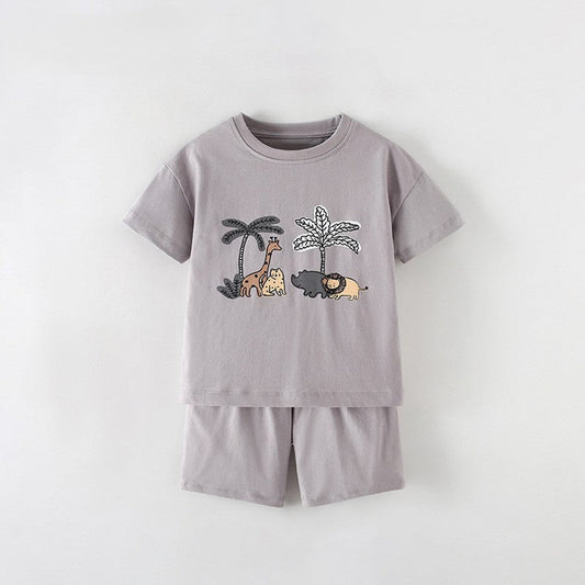MyKids-USA® Baby Kids Boys Short Sleeves Cartoon Pattern T-shirt and Shorts Clothing Set