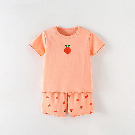 MyKids-USA® Baby Kids Girls Short Sleeves Apple Pattern T-shirt and Shorts Clothing Set