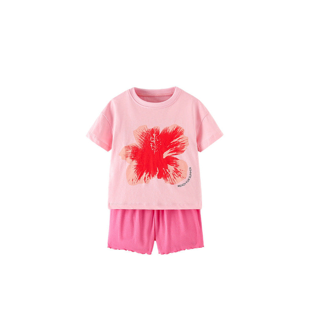 MyKids-USA® Arrival Summer Baby Kids Girls Short Sleeves Flowers Pattern T-shirt and Shorts Clothing Set