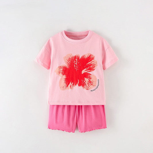 MyKids-USA® Baby Kids Girls Short Sleeves Flowers Pattern T-shirt and Shorts Clothing Set