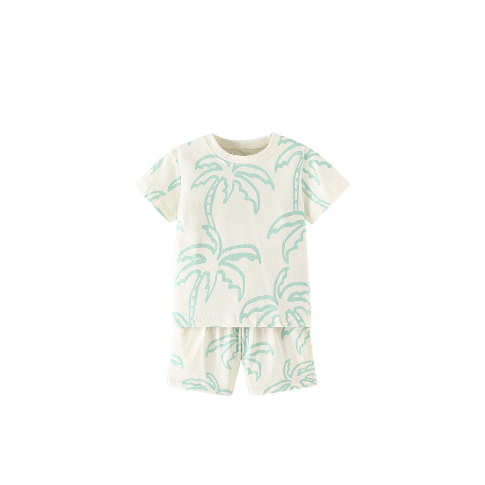 MyKids-USA® Arrival Summer Baby Kids Boys Short Sleeves Palm Tree Pattern T-shirt and Shorts Clothing Set