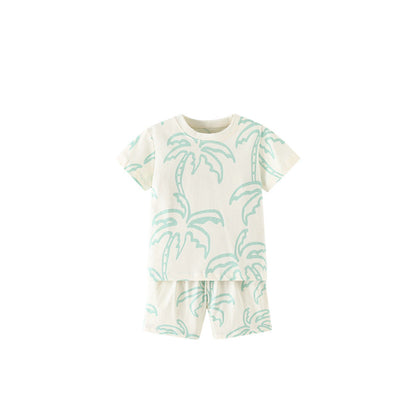 MyKids-USA® Arrival Summer Baby Kids Boys Short Sleeves Palm Tree Pattern T-shirt and Shorts Clothing Set