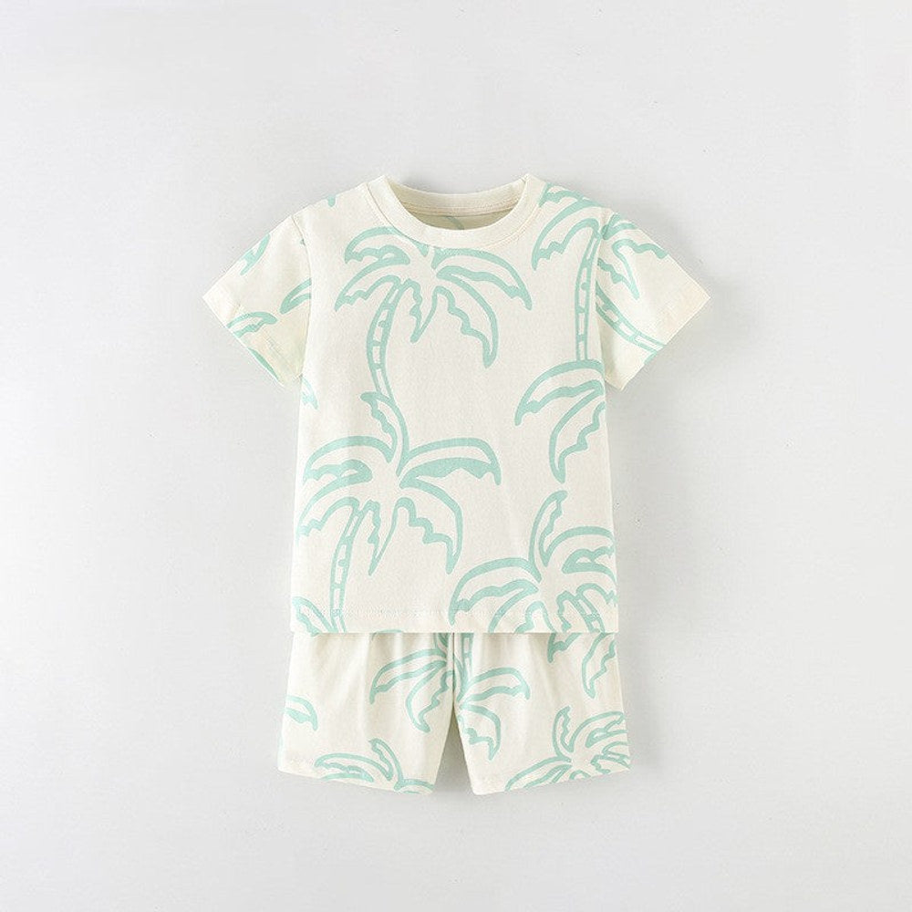 MyKids-USA® Arrival Summer Baby Kids Boys Short Sleeves Palm Tree Pattern T-shirt and Shorts Clothing Set