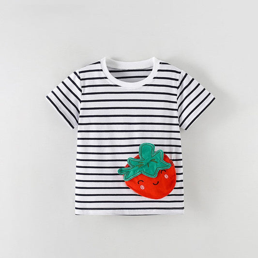 MyKids-USA® Girls’ Fruits and Striped Pattern T-shirt