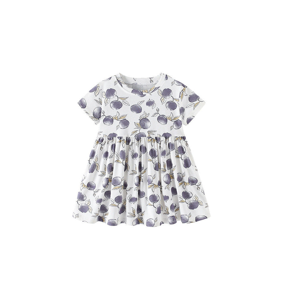MyKids-USA® Summer Baby Kids Girls Short Sleeves Fruits Pattern Dress