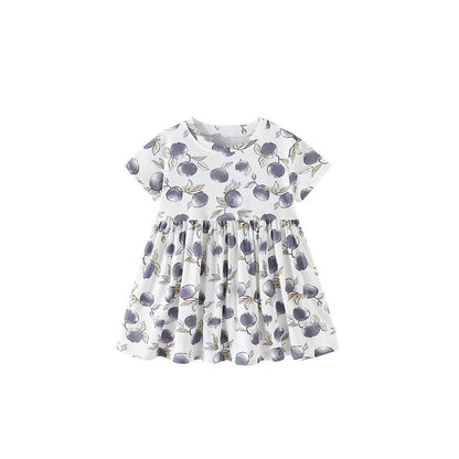 MyKids-USA® Summer Baby Kids Girls Short Sleeves Fruits Pattern Dress