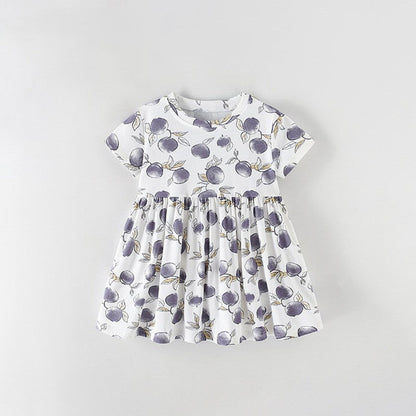MyKids-USA® Summer Baby Kids Girls Short Sleeves Fruits Pattern Dress