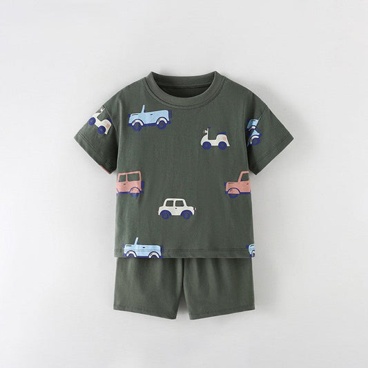MyKids-USA® Baby Kids Boys Short Sleeves Cartoon Pattern T-shirt and Shorts Clothing Set