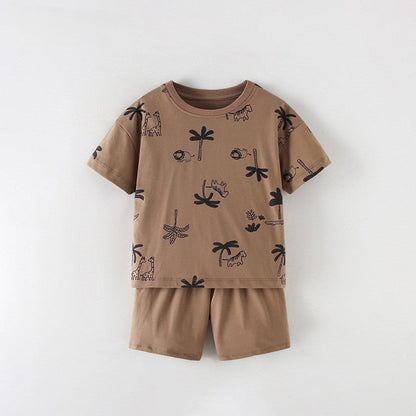 MyKids-USA® Arrival Summer Baby Kids Boys Short Sleeves Palm Tree Pattern T-shirt and Shorts Clothing Set