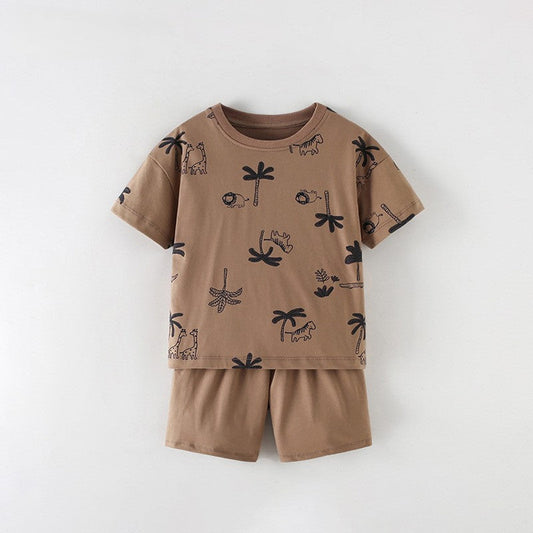 MyKids-USA® Baby Kids Boys Short Sleeves Palm Tree Pattern T-shirt and Shorts Clothing Set