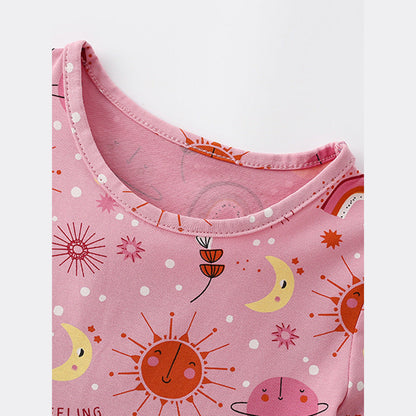 MyKids-USA® Summer Baby Kids Girls Short Sleeves Cartoon Pattern Dress