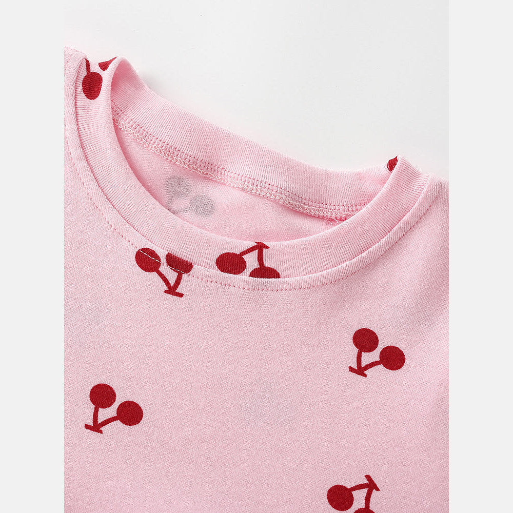 MyKids-USA® Summer Baby Kids Girls Short Sleeves Cherry Pattern Dress