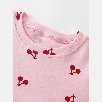 MyKids-USA® Summer Baby Kids Girls Short Sleeves Cherry Pattern Dress