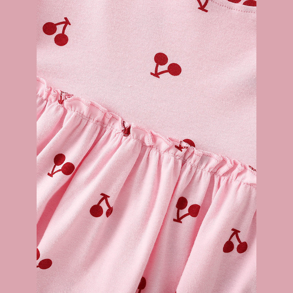 MyKids-USA® Summer Baby Kids Girls Short Sleeves Cherry Pattern Dress