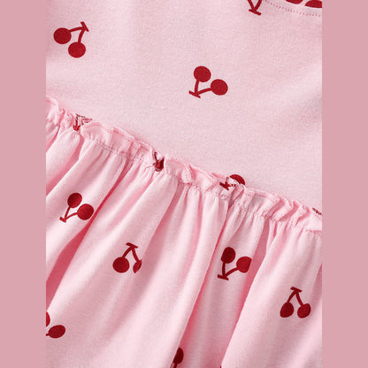 MyKids-USA® Summer Baby Kids Girls Short Sleeves Cherry Pattern Dress