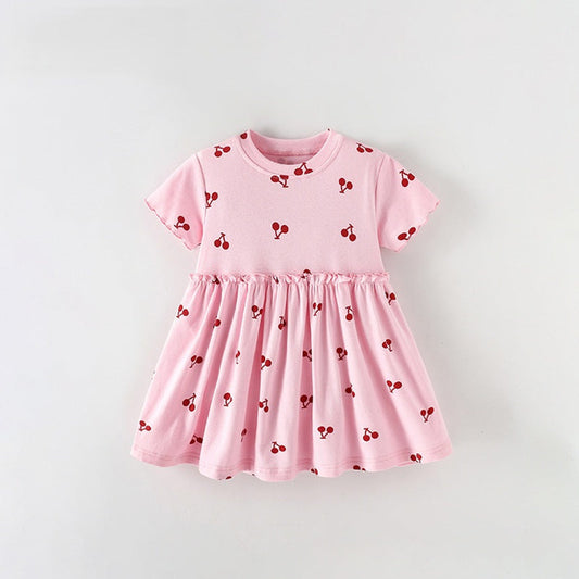 MyKids-USA® Baby Kids Girls Short Sleeves Cherry Pattern Dress