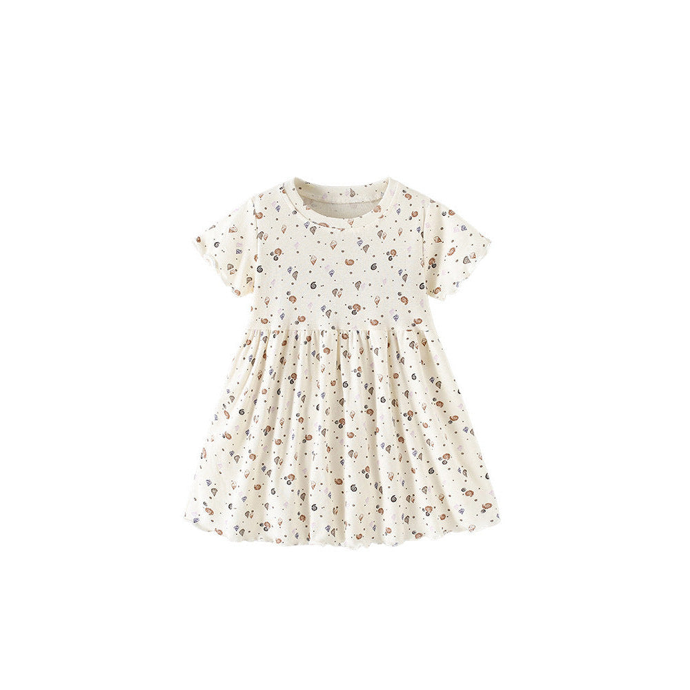 MyKids-USA® Summer Baby Kids Girls Short Sleeves Shells Pattern Dress