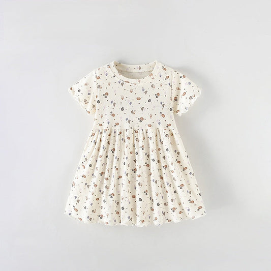 MyKids-USA® Baby Kids Girls Short Sleeves Shells Pattern Dress