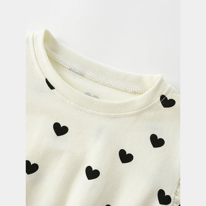 MyKids-USA® Summer Baby Kids Girls Fly Sleeves Hearts Pattern Dress