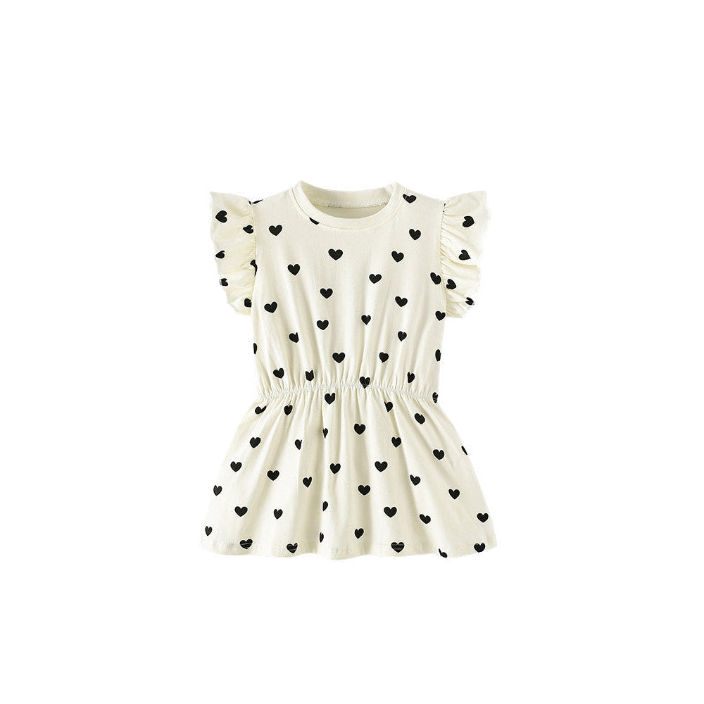 MyKids-USA® Summer Baby Kids Girls Fly Sleeves Hearts Pattern Dress