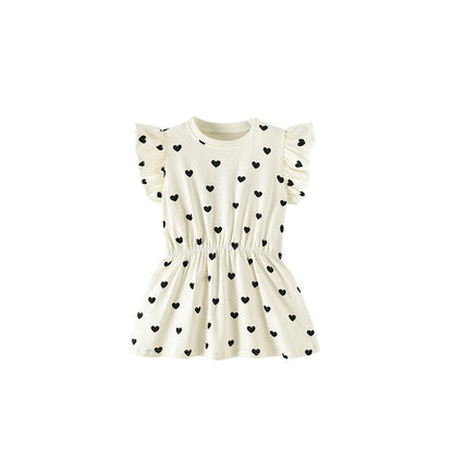 MyKids-USA® Summer Baby Kids Girls Fly Sleeves Hearts Pattern Dress