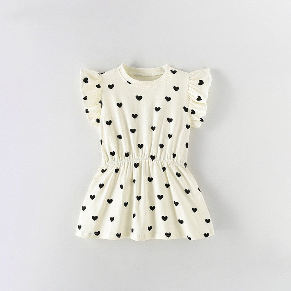 MyKids-USA® Summer Baby Kids Girls Fly Sleeves Hearts Pattern Dress
