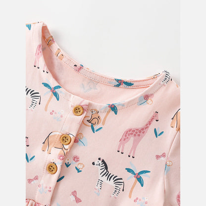 MyKids-USA® Summer Baby Kids Girls Short Sleeves Animals Cartoon Pattern Dress