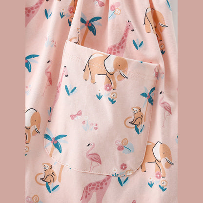 MyKids-USA® Summer Baby Kids Girls Short Sleeves Animals Cartoon Pattern Dress