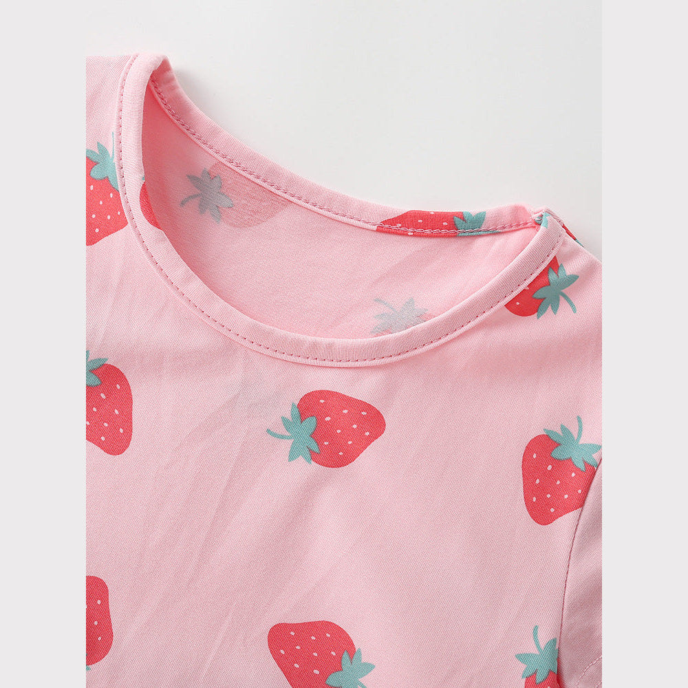 MyKids-USA® Summer Baby Kids Girls Short Sleeves Strawberry Pattern Dress