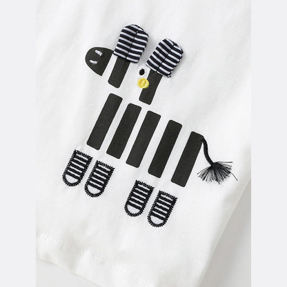 MyKids-USA® Arrival Summer Baby Kids Boys Short Sleeves Cartoon Pattern T-shirt and Striped Shorts Clothing Set