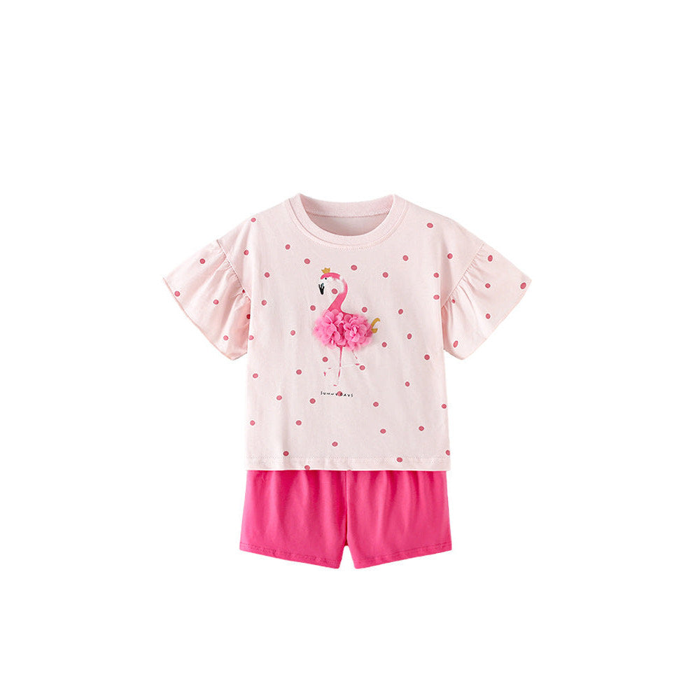MyKids-USA® Arrival Summer Baby Kids Girls Short Sleeves Dots Pattern T-shirt and Shorts Clothing Set