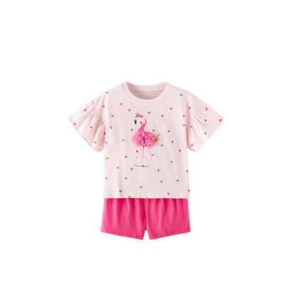 MyKids-USA® Arrival Summer Baby Kids Girls Short Sleeves Dots Pattern T-shirt and Shorts Clothing Set
