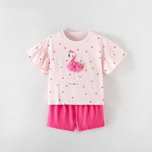 MyKids-USA® Baby Kids Girls Short Sleeves Dots Pattern T-shirt and Shorts Clothing Set