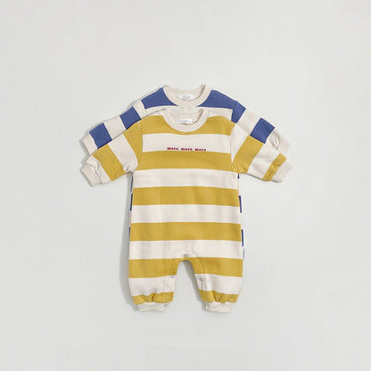MyKids-USA® Winter and Autumn Arrival Baby Unisex Long Sleeves Striped Pattern Thick Rompers