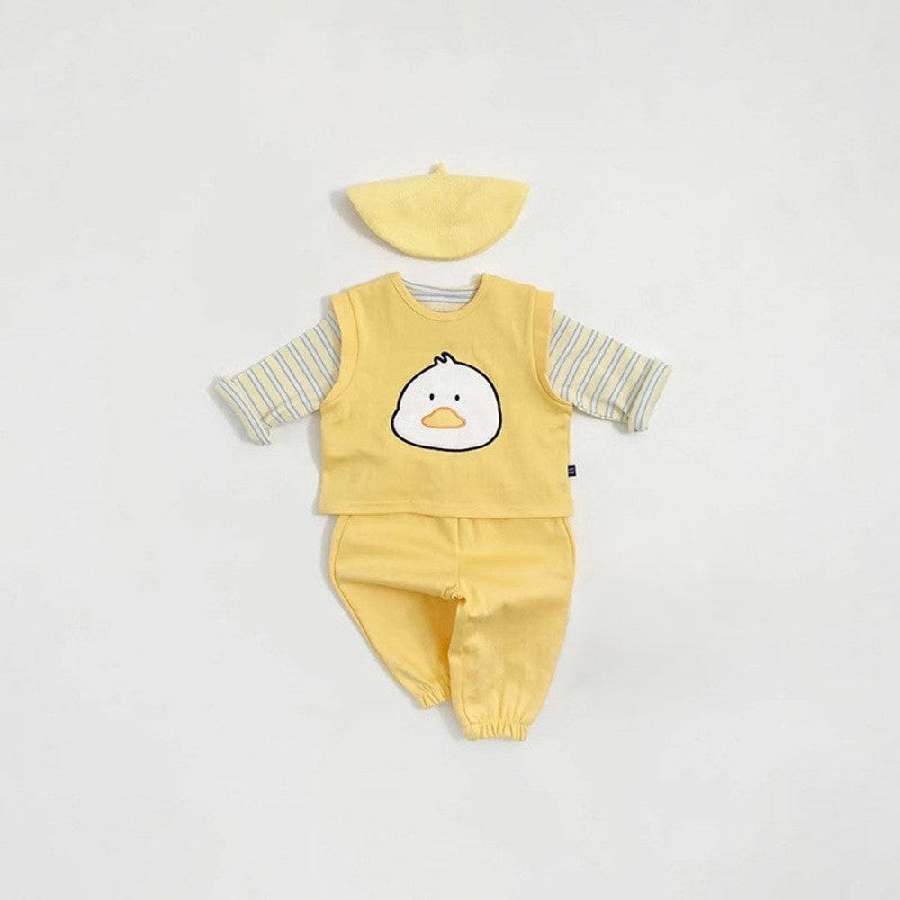 MyKids-USA® Arrival Autumn Baby Kids Long Sleeves Top, Cartoon Vest and Pants Clothing Set