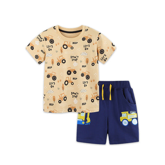 MyKids-USA® Baby Kids Boys Short Sleeves Cartoon Letters Pattern T-shirt and Shorts Clothing Set
