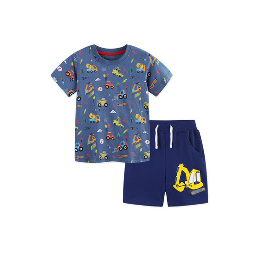 MyKids-USA® Baby Kids Boys Short Sleeves Cartoon Pattern T-shirt and Shorts Clothing Set