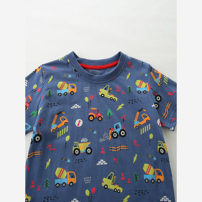 MyKids-USA® Arrival Summer Baby Kids Boys Short Sleeves Cartoon Pattern T-shirt and Shorts Clothing Set