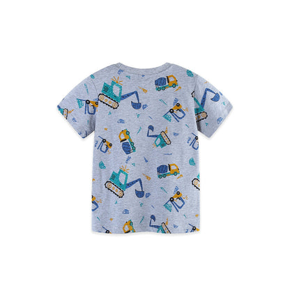 MyKids-USA® Summer Boys’ Cartoon Pattern Grey T-shirt in European and American Style