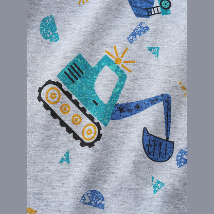 MyKids-USA® Summer Boys’ Cartoon Pattern Grey T-shirt in European and American Style