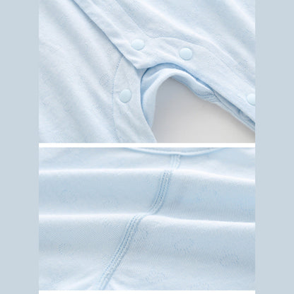 MyKids-USA® Summer Arrival Baby Long Sleeves Solid Color Thin Single Breasted Rompers Bodysuits