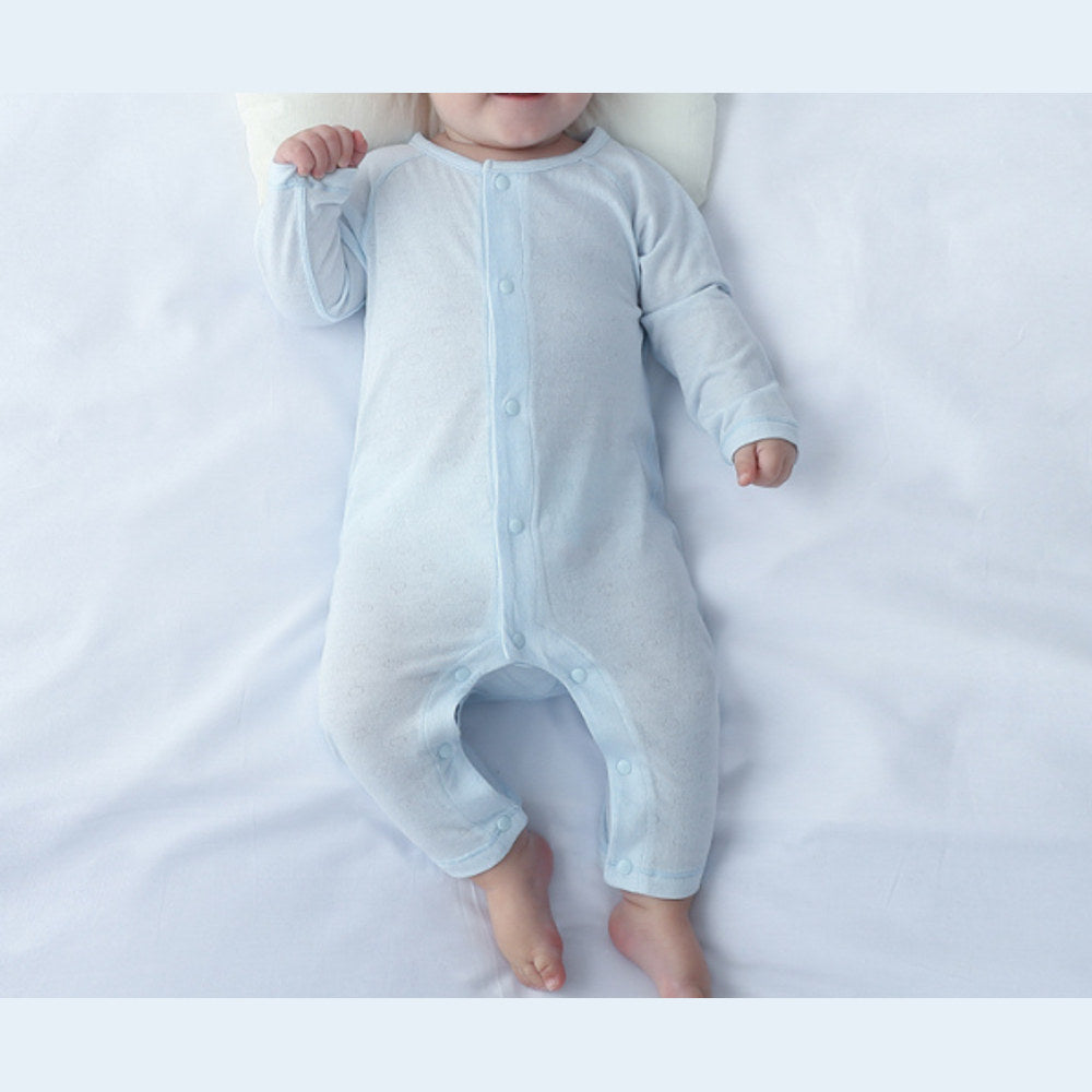 MyKids-USA® Summer Arrival Baby Long Sleeves Solid Color Thin Single Breasted Rompers Bodysuits