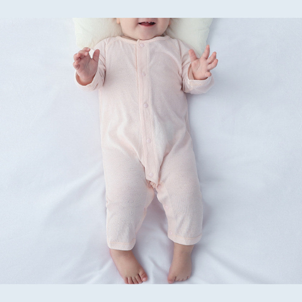 MyKids-USA® Summer Arrival Baby Long Sleeves Solid Color Thin Single Breasted Rompers Bodysuits