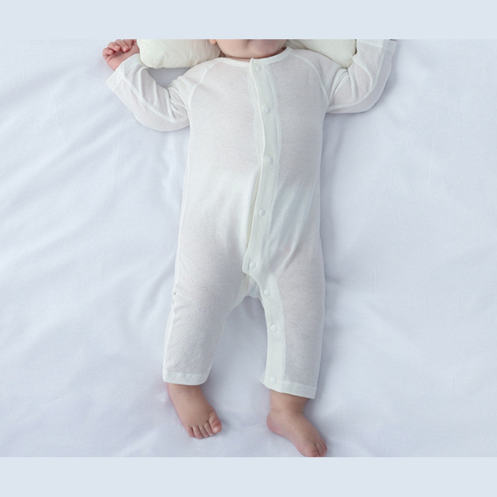 MyKids-USA® Summer Arrival Baby Long Sleeves Solid Color Thin Single Breasted Rompers Bodysuits