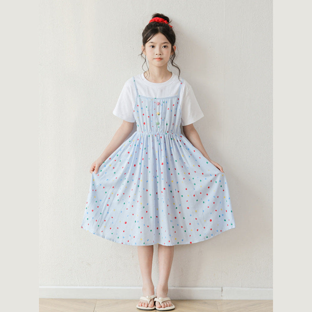 MyKids-USA® Summer Arrival Short Sleeves Polka Dots Pattern Dress for Stylish Girls