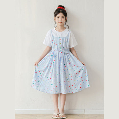 MyKids-USA® Summer Arrival Short Sleeves Polka Dots Pattern Dress for Stylish Girls