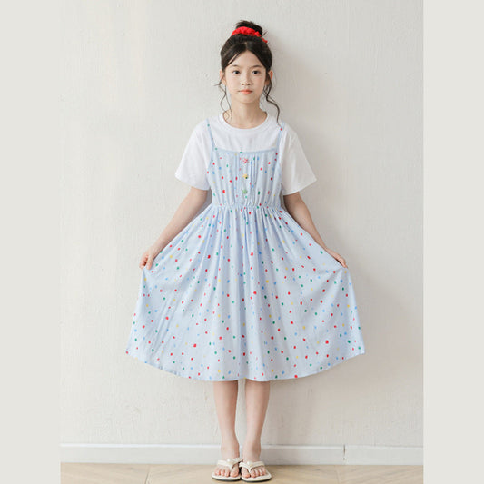 MyKids-USA® Short Sleeves Polka Dots Pattern Dress for Stylish Girls
