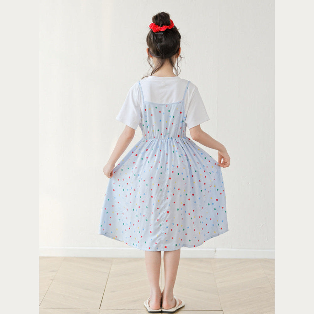 MyKids-USA® Summer Arrival Short Sleeves Polka Dots Pattern Dress for Stylish Girls