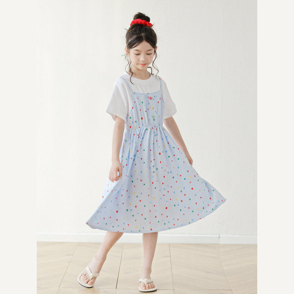 MyKids-USA® Summer Arrival Short Sleeves Polka Dots Pattern Dress for Stylish Girls