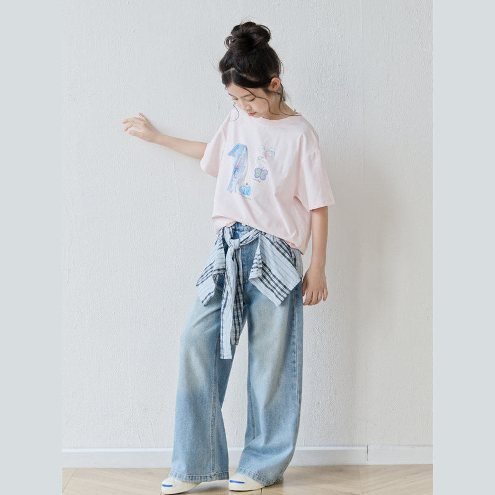 MyKids-USA® Summer Girls’ Cartoon and Letters Pattern Casual T-shirt in European and American Style